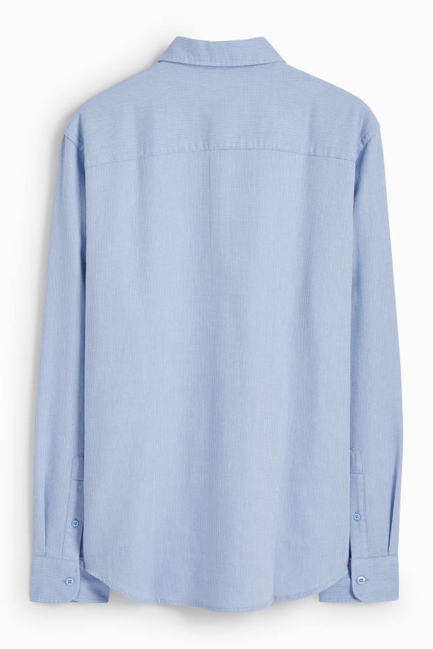 Uomo - Camicia - regular fit - collo all'italiana - tramata - azzurro