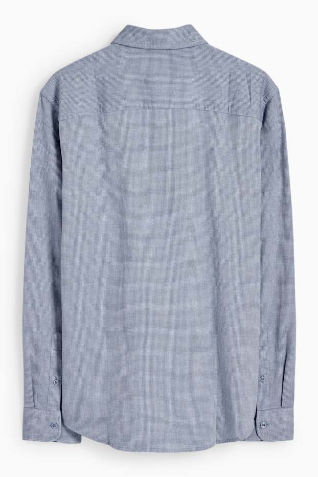 Hommes - Chemise - regular fit - col kent - texturée - bleu