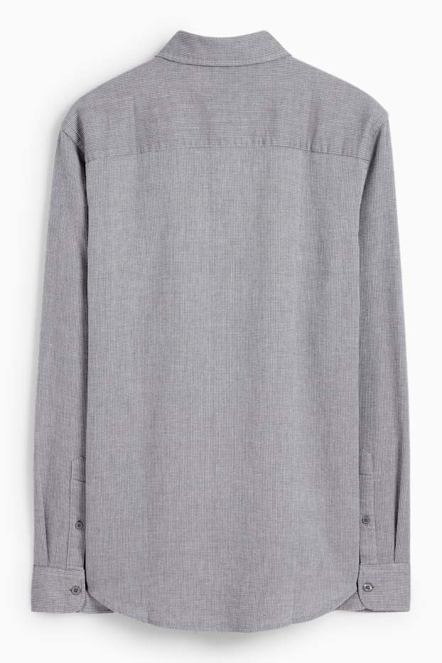 Uomo - Camicia - regular fit - collo all'italiana - tramata - grigio