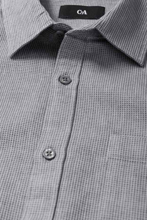Uomo - Camicia - regular fit - collo all'italiana - tramata - grigio