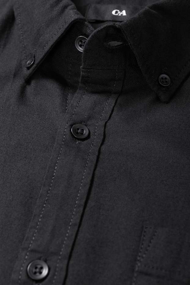Herren - Hemd - Regular Fit - Button-down - schwarz