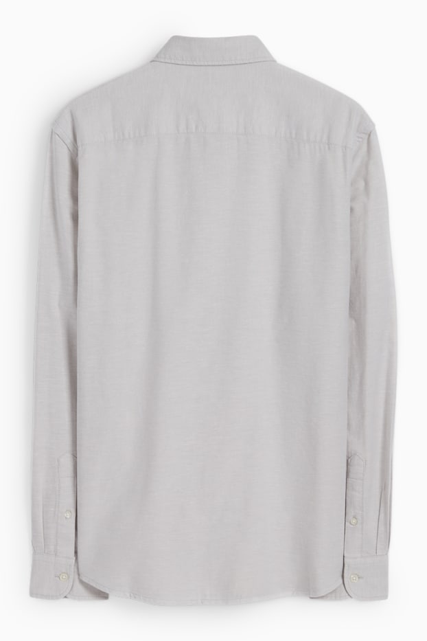 Men - Shirt - regular fit - button-down collar - light gray