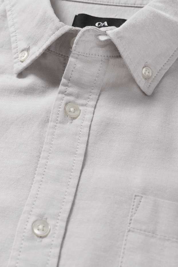 Men - Shirt - regular fit - button-down collar - light gray