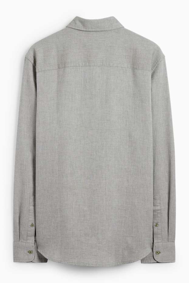 Pánské - Košile - regular fit - kent - strukturovaná - zelená