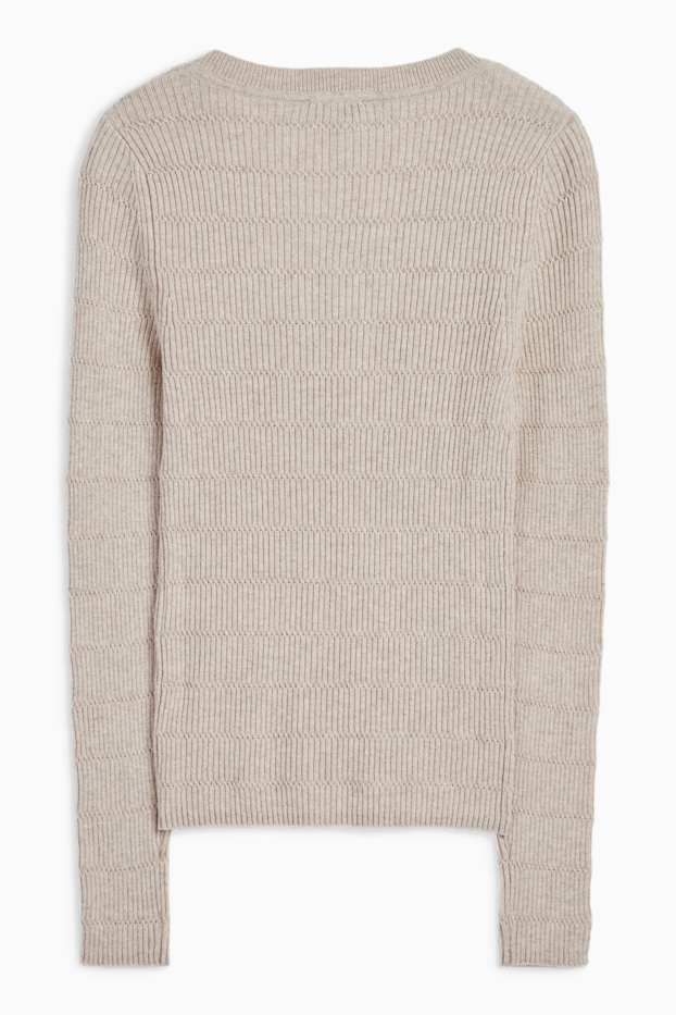 Women - Jumper - textured - light beige