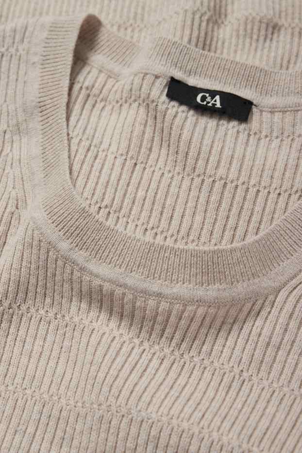 Women - Jumper - textured - light beige