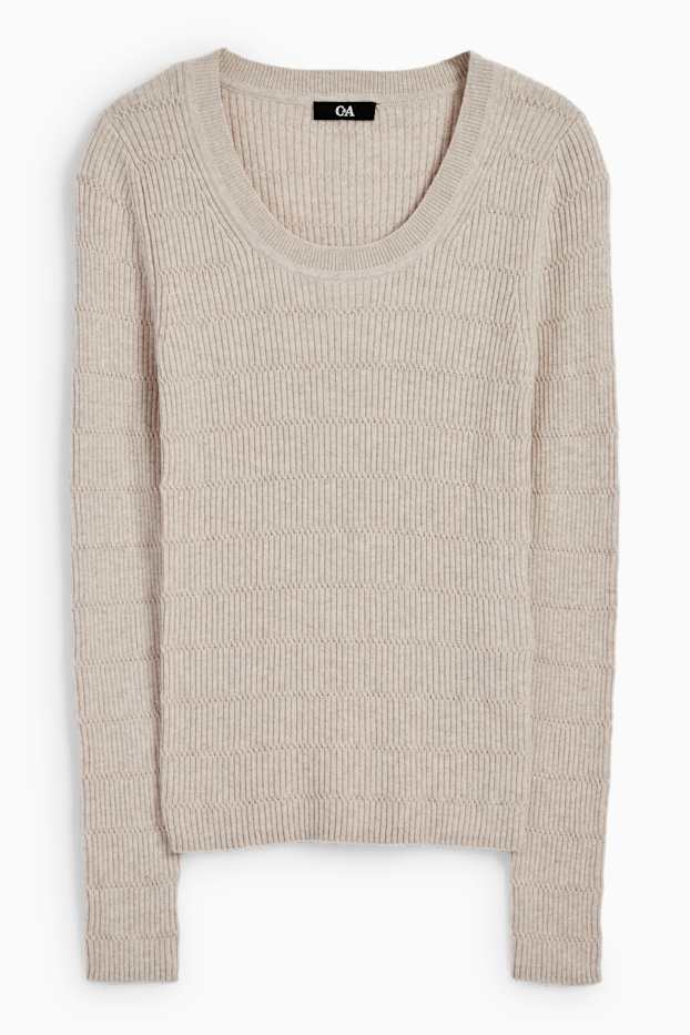 Women - Jumper - textured - light beige