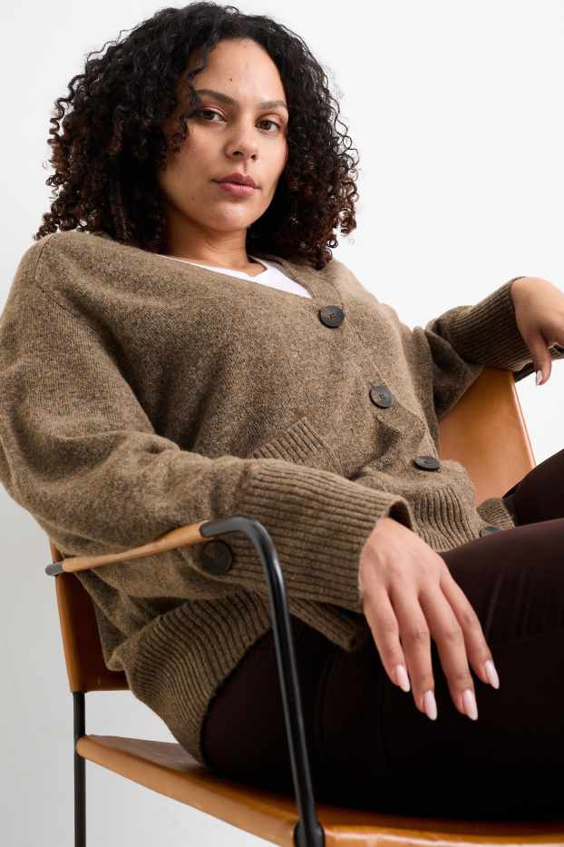 Femei - Cardigan tricotat - maro