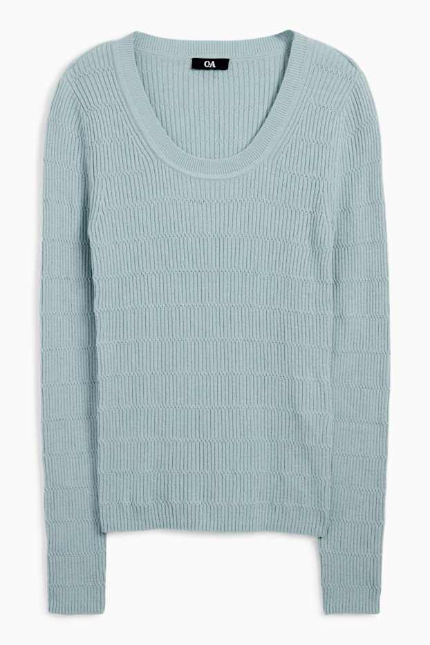 Femmes - Pull - texturé - turquoise clair