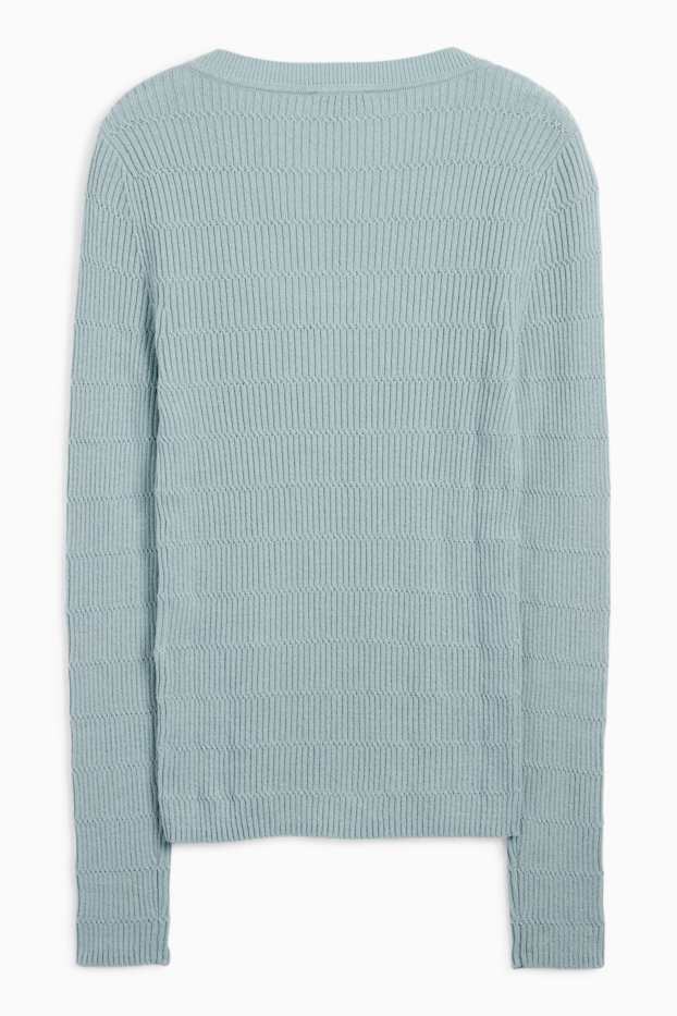 Femmes - Pull - texturé - turquoise clair
