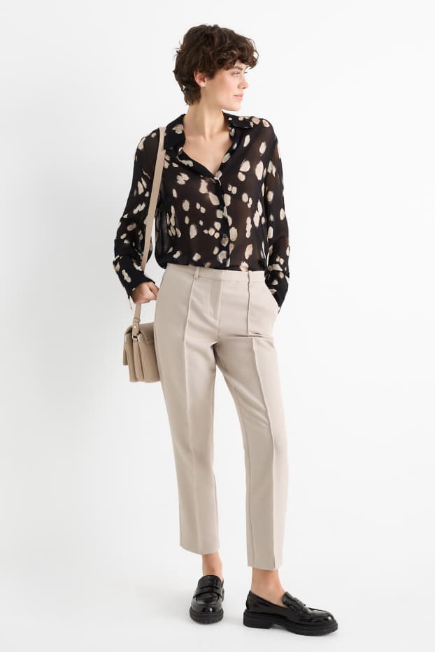 Donna - Pantaloni di stoffa - vita media - tapered fit - beige chiaro