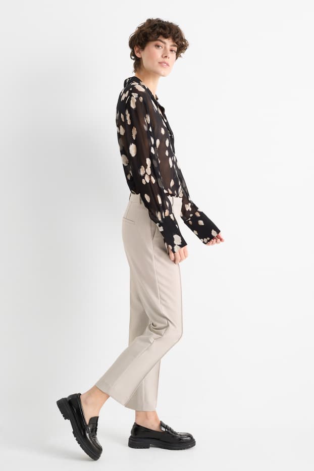 Donna - Pantaloni di stoffa - vita media - tapered fit - beige chiaro