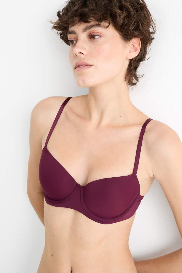 Damen - BH mit Bügel - DEMI - wattiert - LYCRA® - bordeaux