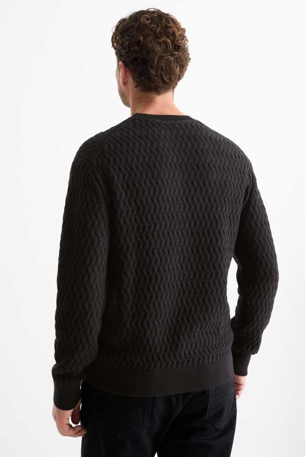 Herren - Pullover - strukturiert - schwarz
