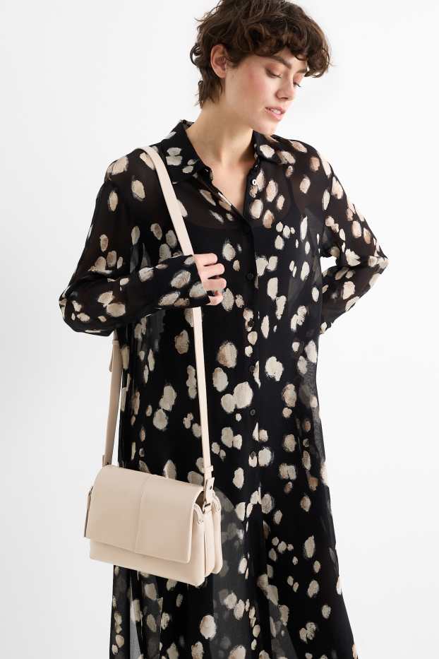 Damen - Umhängetasche - Lederimitat - hellbeige