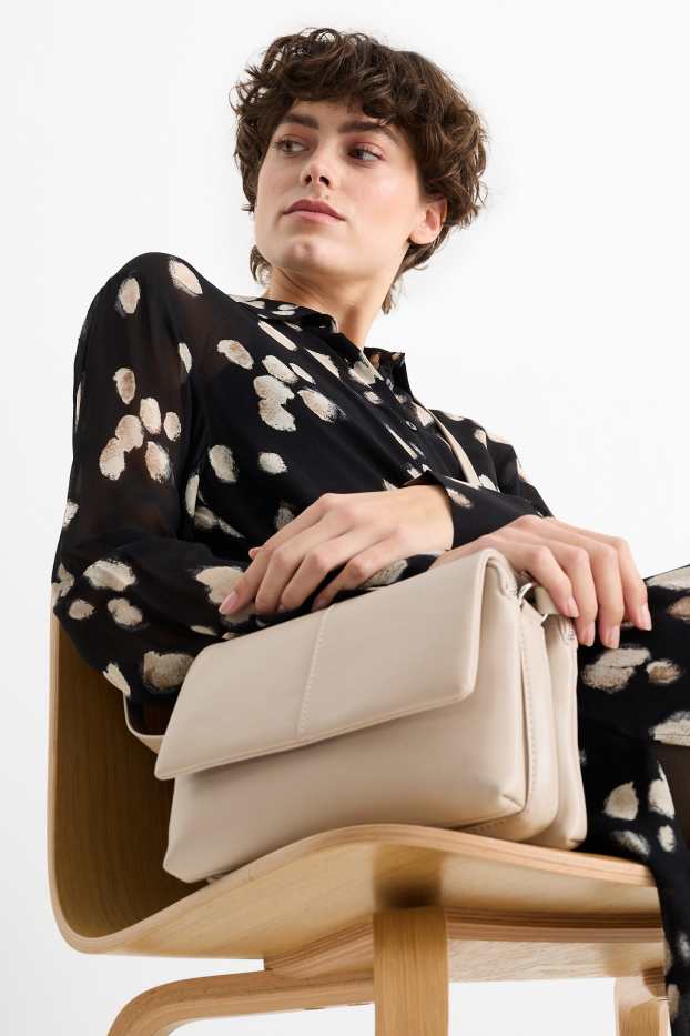 Damen - Umhängetasche - Lederimitat - hellbeige