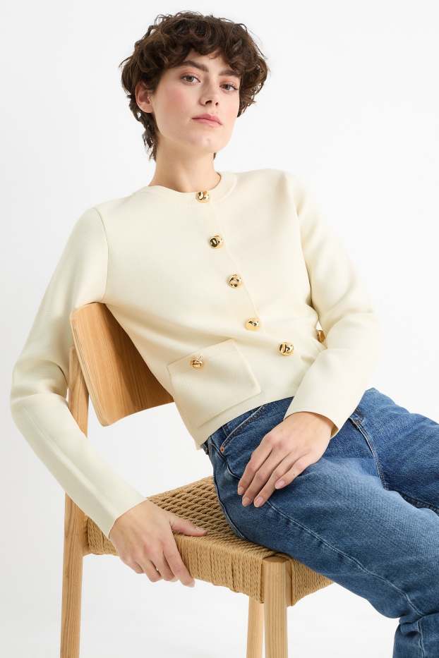 Femei - Cardigan tricotat - alb-crem