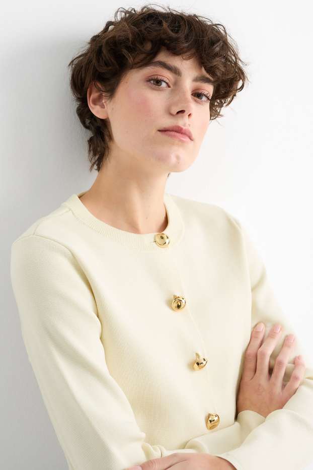 Femei - Cardigan tricotat - alb-crem