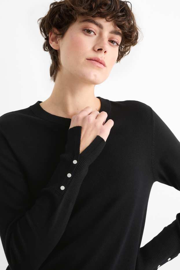 Damen - Feinstrick-Pullover - schwarz