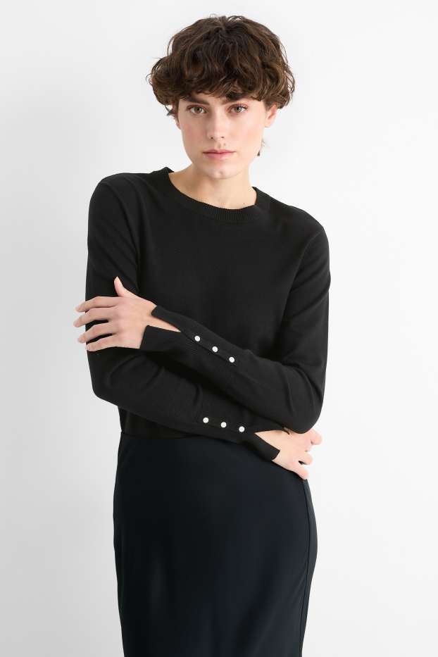 Damen - Feinstrick-Pullover - schwarz