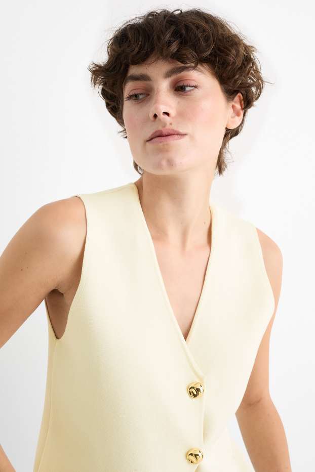 Women - Knitted waistcoat - cremewhite