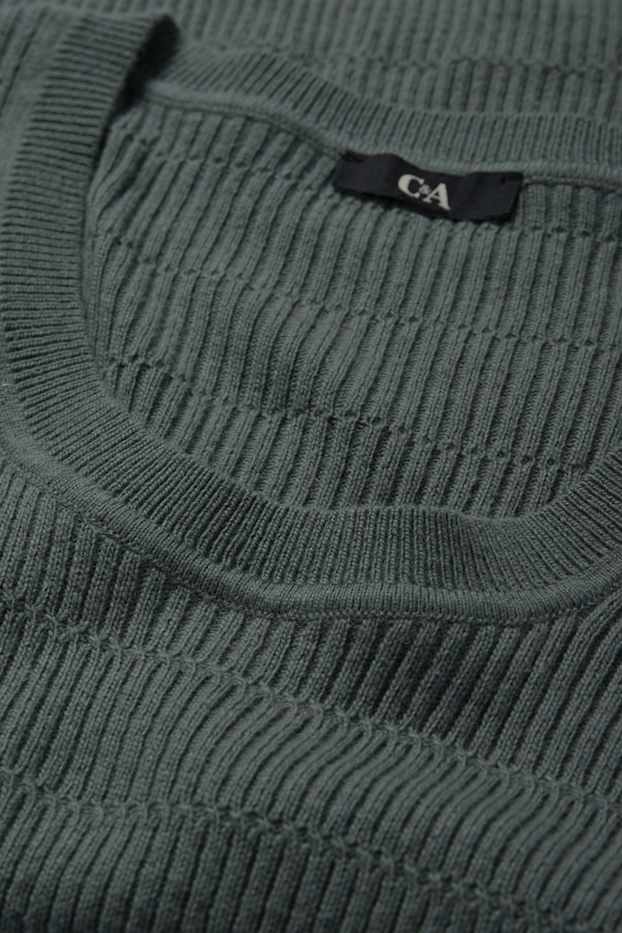 Damen - Pullover - strukturiert - grün-melange