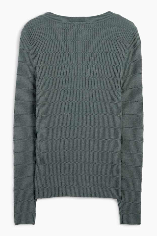 Damen - Pullover - strukturiert - grün-melange