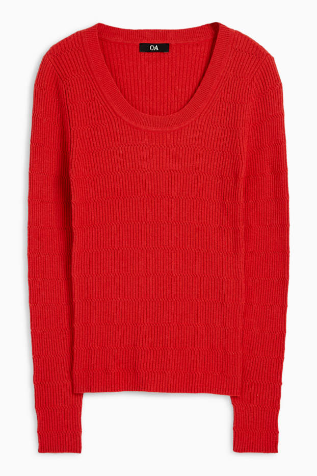 Femmes - Pull - texturé - rouge