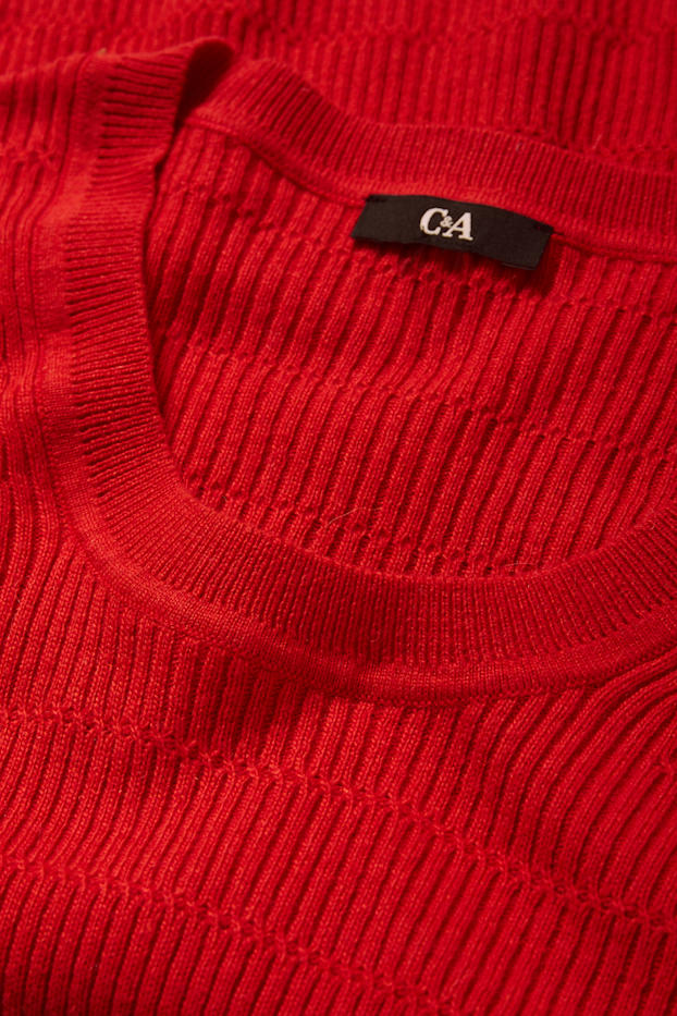 Femmes - Pull - texturé - rouge