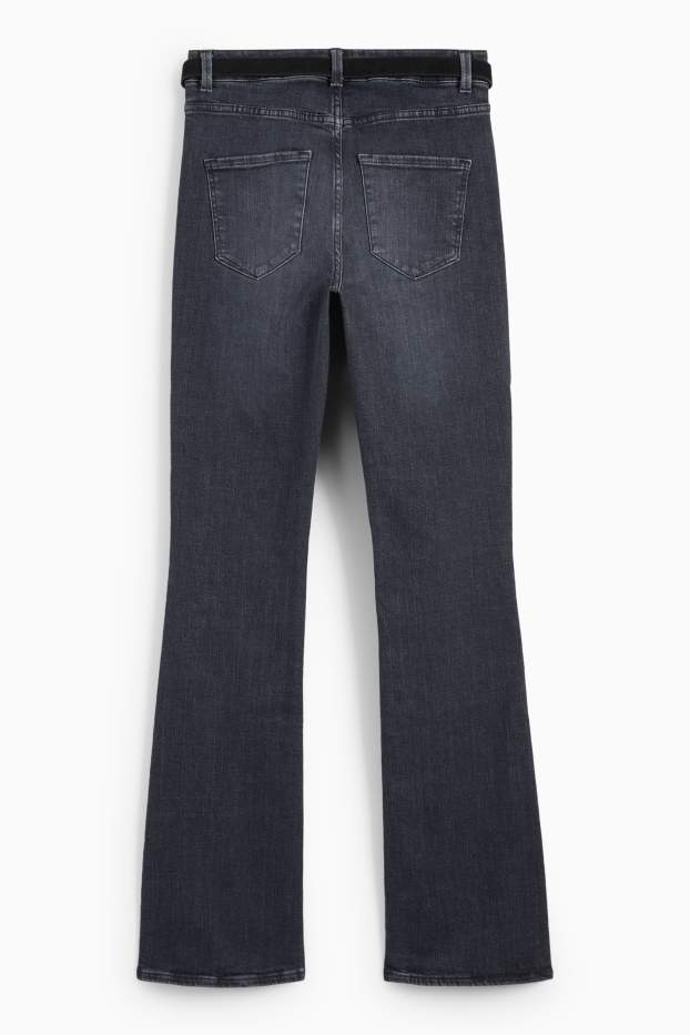 Dámské - Bootcut jeans s páskem - mid waist - džíny - tmavošedé