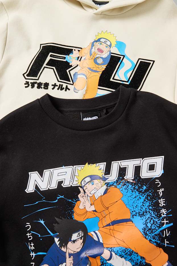 Enfants garçons - Lot de 2 - Naruto - sweat et sweat à capuche - beige clair