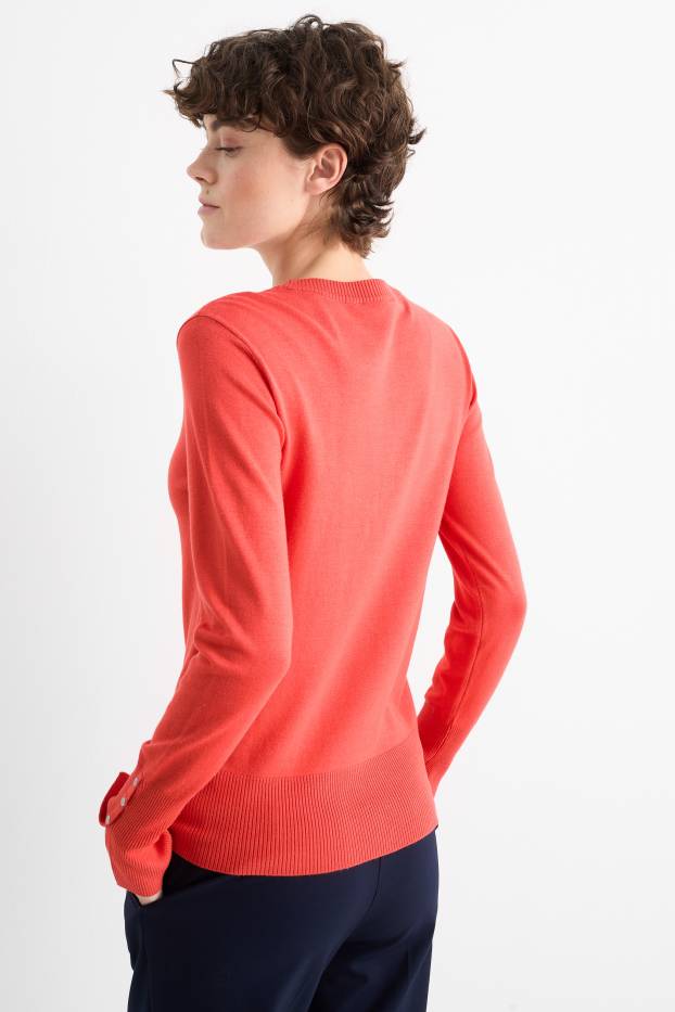 Damen - Feinstrick-Pullover - dunkelorange
