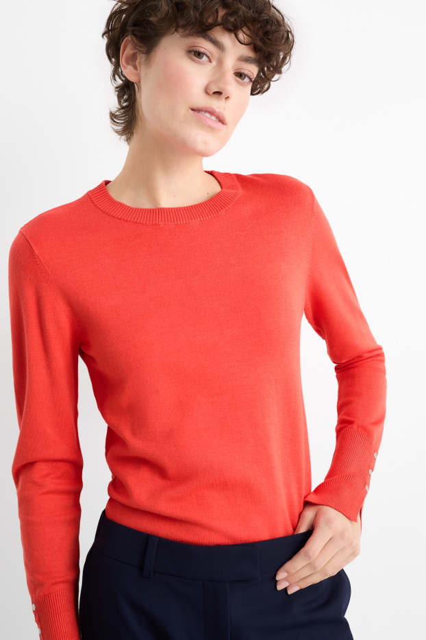 Damen - Feinstrick-Pullover - dunkelorange