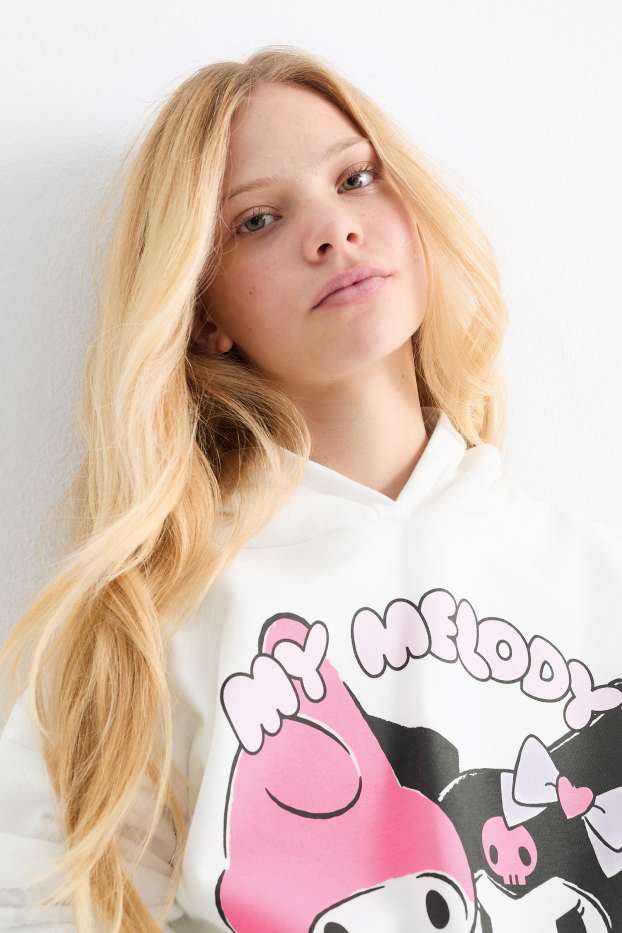 Enfants filles - Kuromi - ensemble - sweat à capuche et pantalon de jogging - 2 pièces - blanc crème