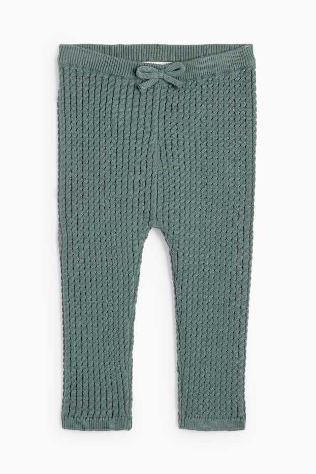 Neonate - Leggings in maglia per neonati - motivo a treccia - verde scuro