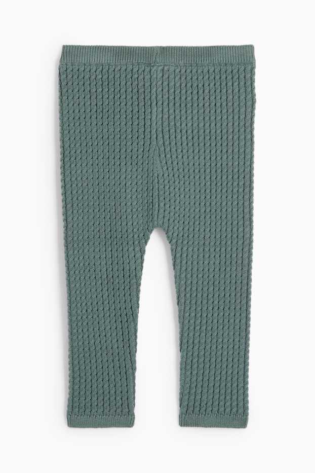 Neonate - Leggings in maglia per neonati - motivo a treccia - verde scuro