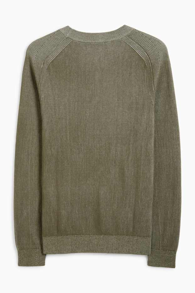 Hommes - Pull - côtelé - vert