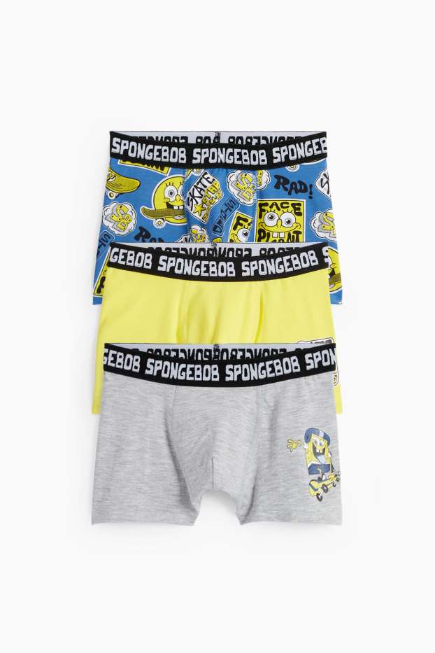Děti - chlapci - Multipack 3 ks - Spongebob v kalhotách - boxerky - žlutá