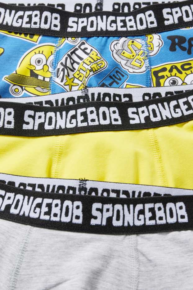 Děti - chlapci - Multipack 3 ks - Spongebob v kalhotách - boxerky - žlutá