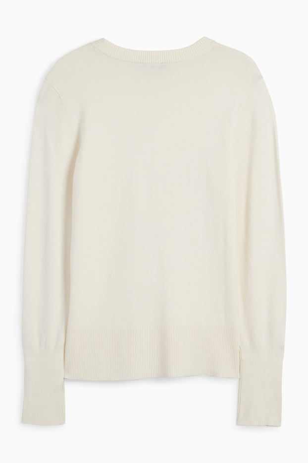 Damen - Feinstrick-Pullover - cremeweiss