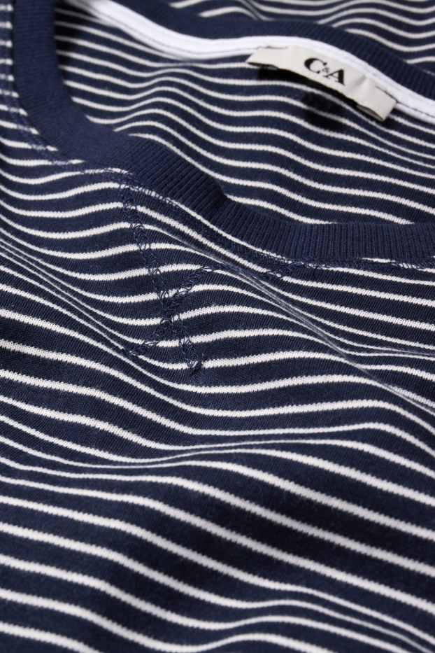 Femmes - Chemise de nuit - à rayures - bleu foncé