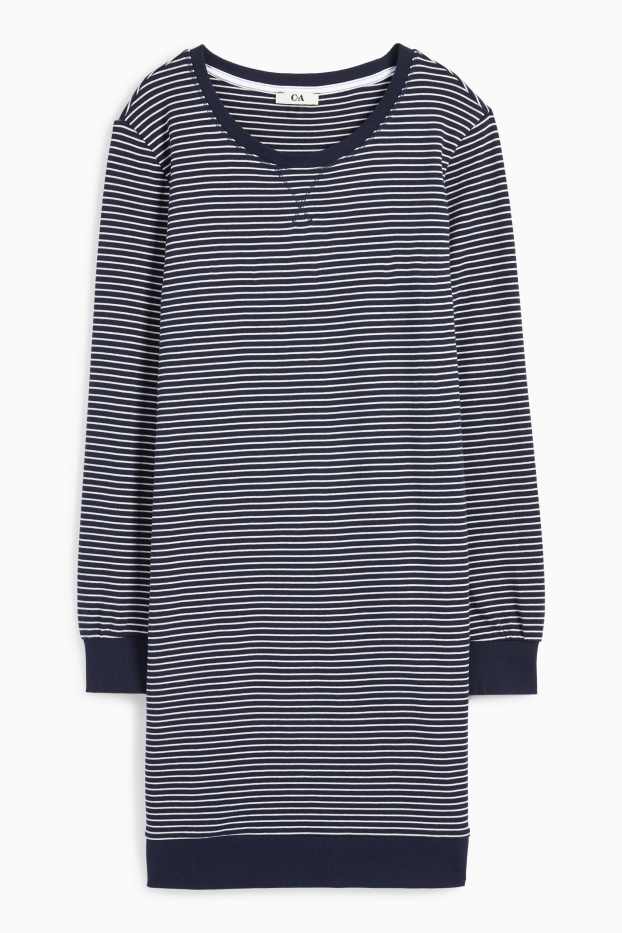 Femmes - Chemise de nuit - à rayures - bleu foncé