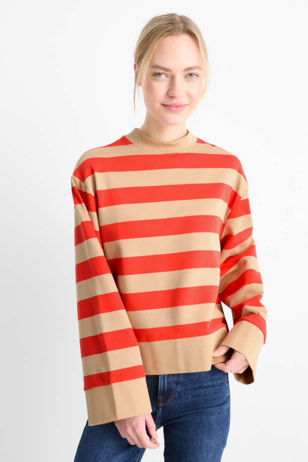 Dames - Sweatshirt - gestreept - oranje