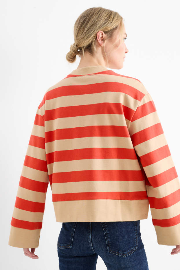 Dames - Sweatshirt - gestreept - oranje