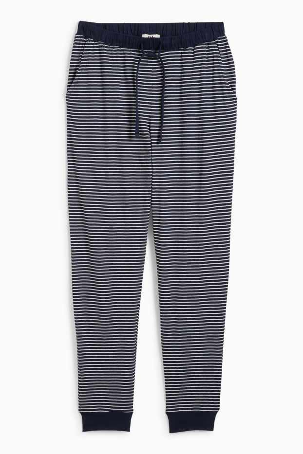 Mujer - Pantalón de pijama - de rayas - azul oscuro