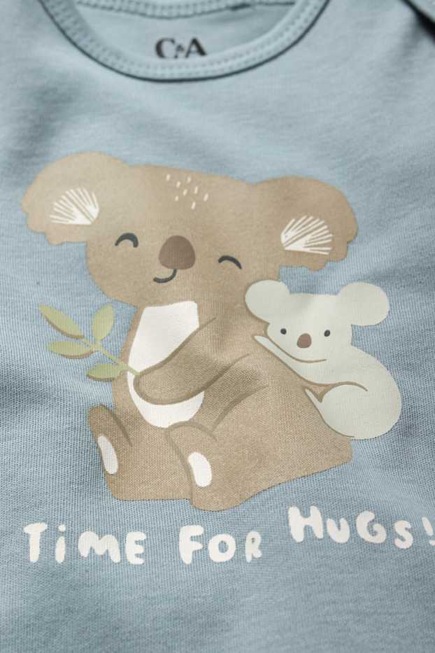 Baby Jungen - Multipack 3er - Faultier und Koala - Baby-Body - blau