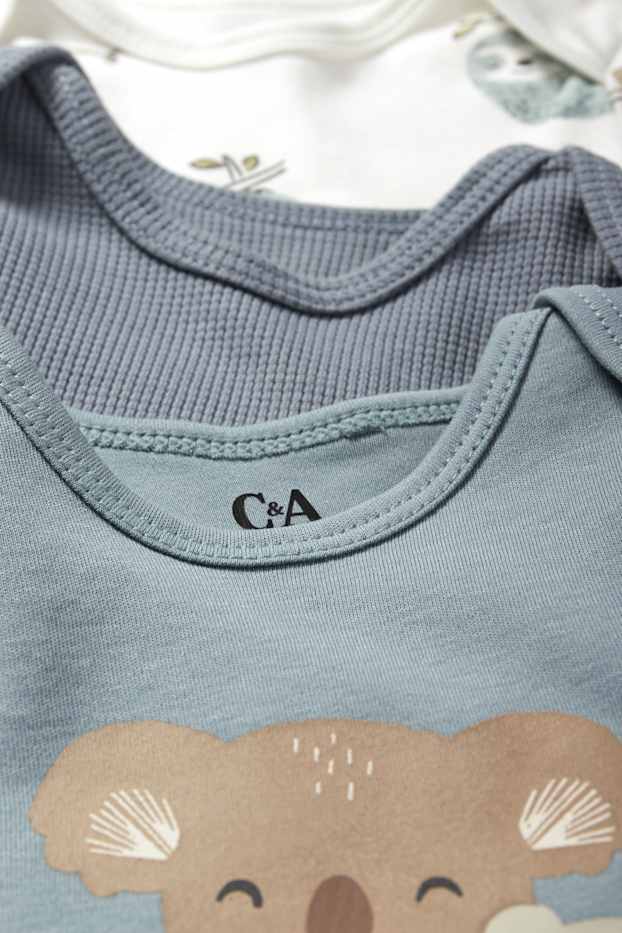 Baby Jungen - Multipack 3er - Faultier und Koala - Baby-Body - blau