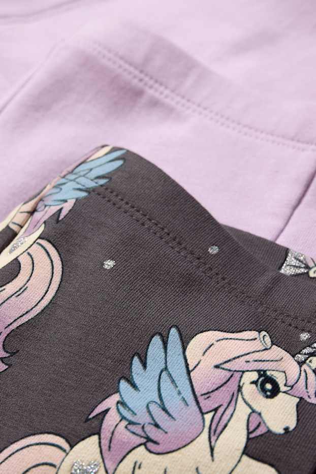 Enfants filles - Lot de 2 - licorne - leggings doublés de coupe évasée - gris foncé