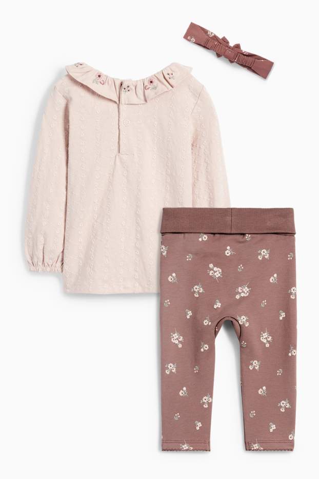 Baby Mädchen - Blümchen - Baby-Outfit - 3 teilig - rosa