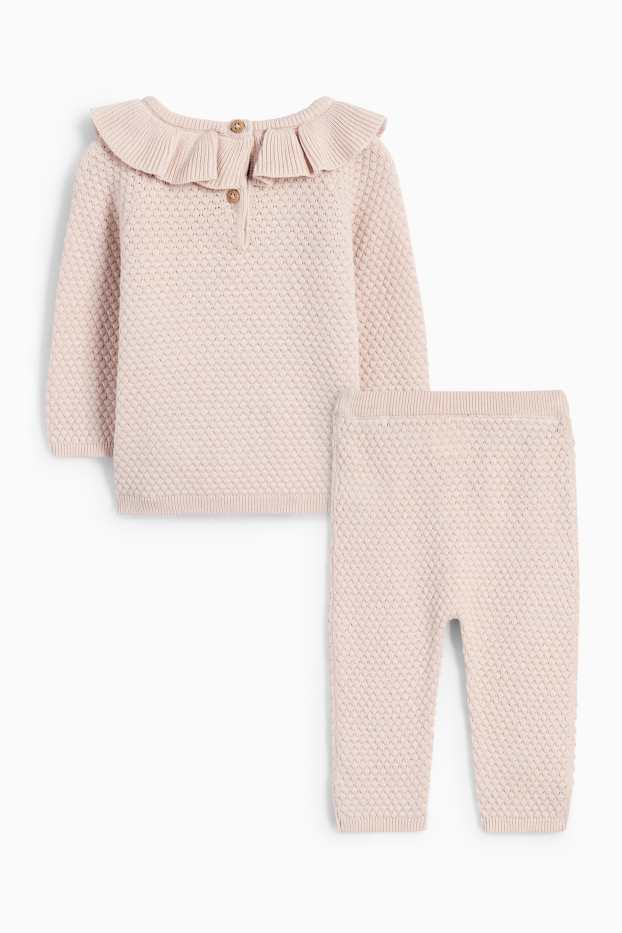 Baby Mädchen - Baby-Outfit - 2 teilig - strukturiert - rosa